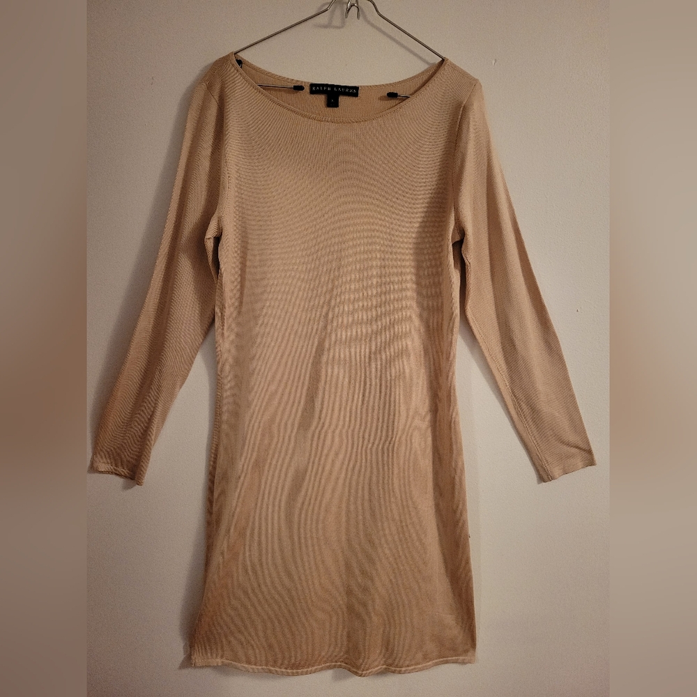 Ralph Lauren Beige Knit Long Sleeve Dress – Size XL